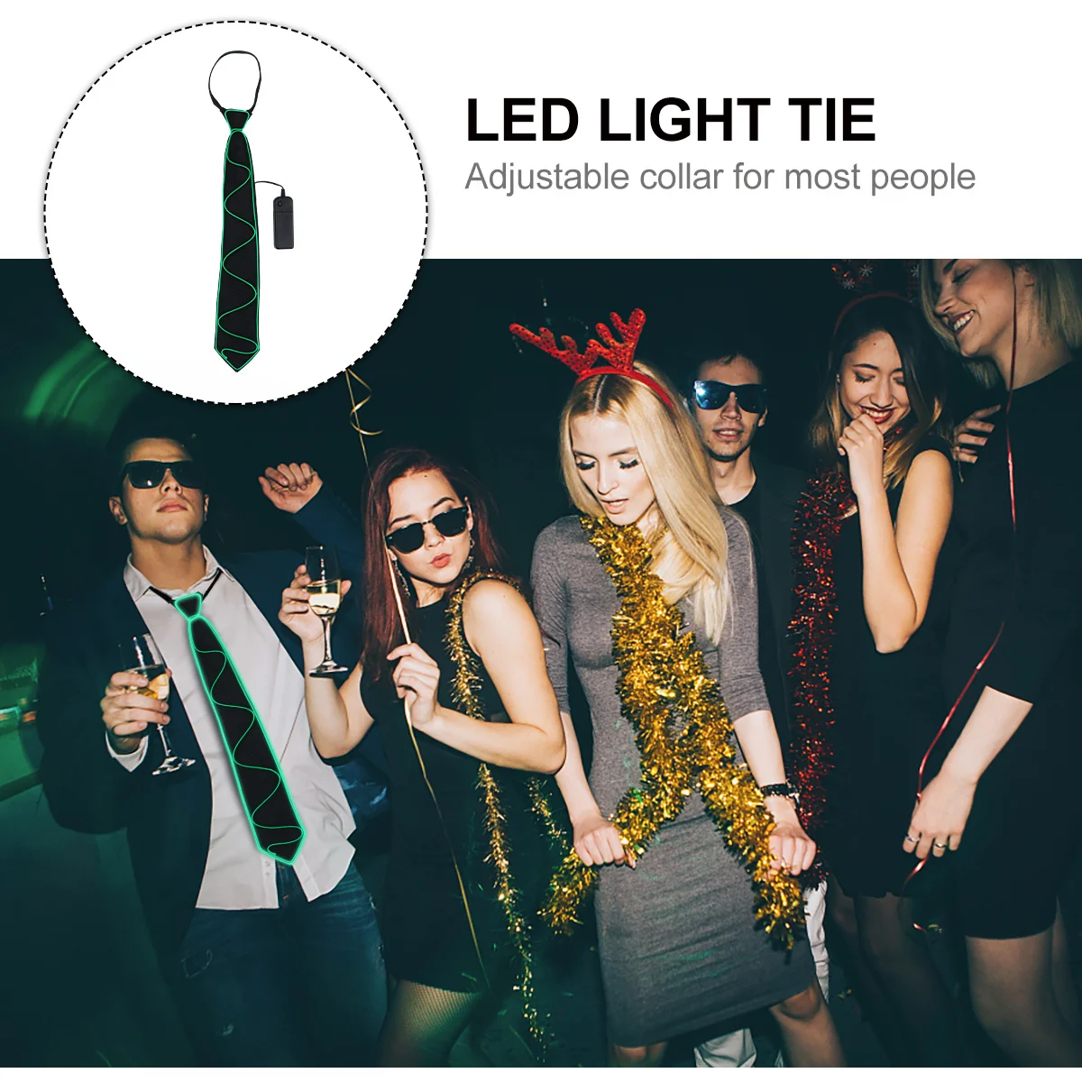 

1Pcs LED Tie Flashing Neckwear Party Decoration Halloween Costume Accessory Shiny Necktie Luminous Tie for Festival Rave