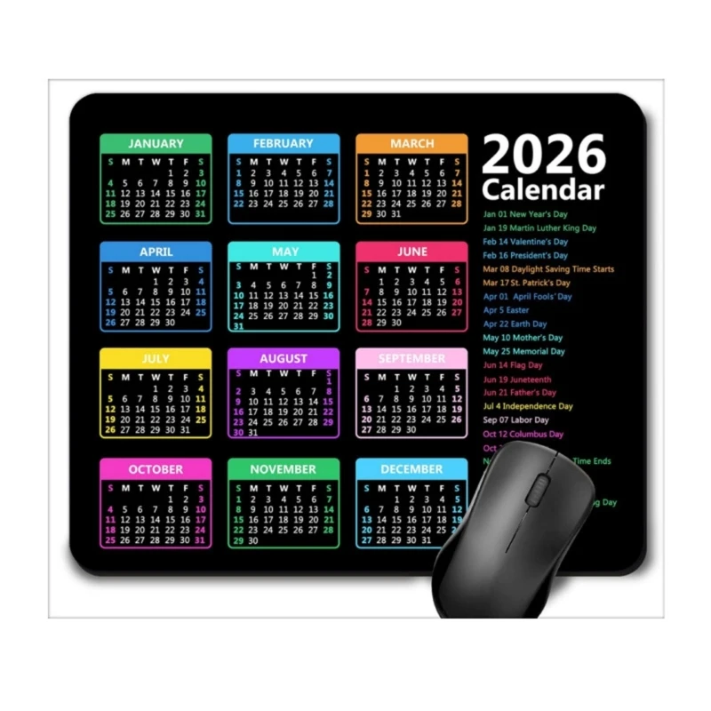 2026 Desktop Calendar Mouse Pad Durability Rubber With Anti Slip Base For Precise Mouse Movement