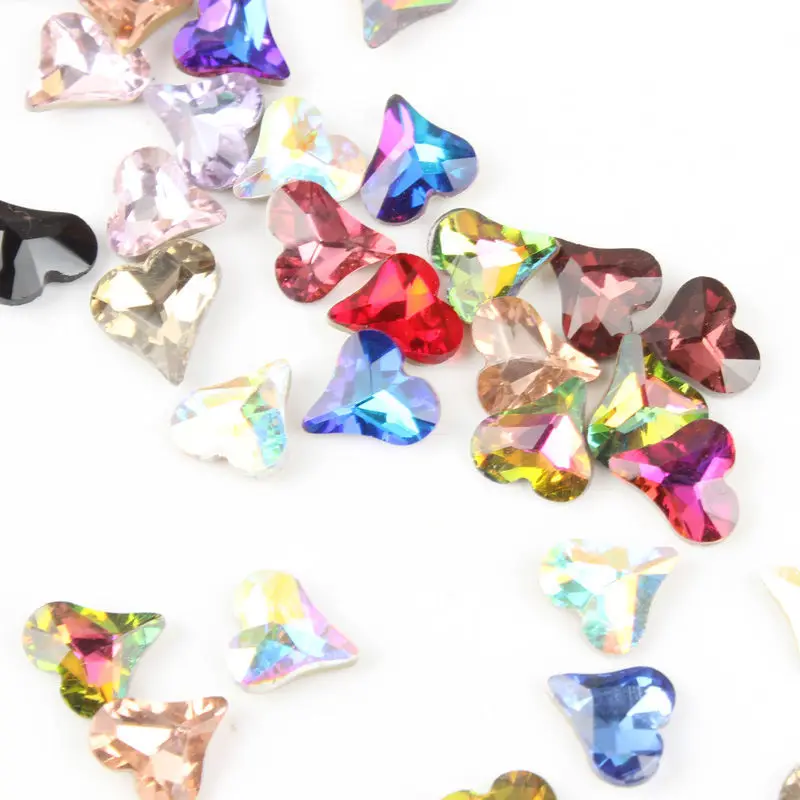 100 sztuk/paczka 8mm serce DIY na obudowa na telefon, paznokci, torba, ubrania 3D diament ozdobny kamieล brokat Manicure biลผuteria akcesoria