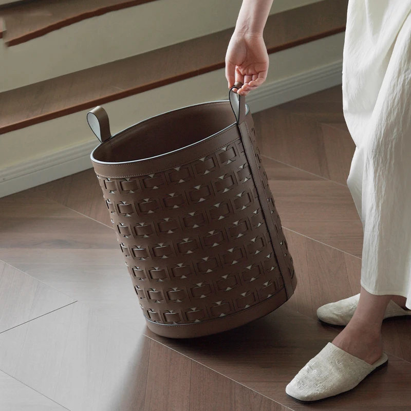 Household Dirty Clothes Basket High Color Value Luxury Leather Dirty Clothes Basket Storage Basket Large Capacity Oversized