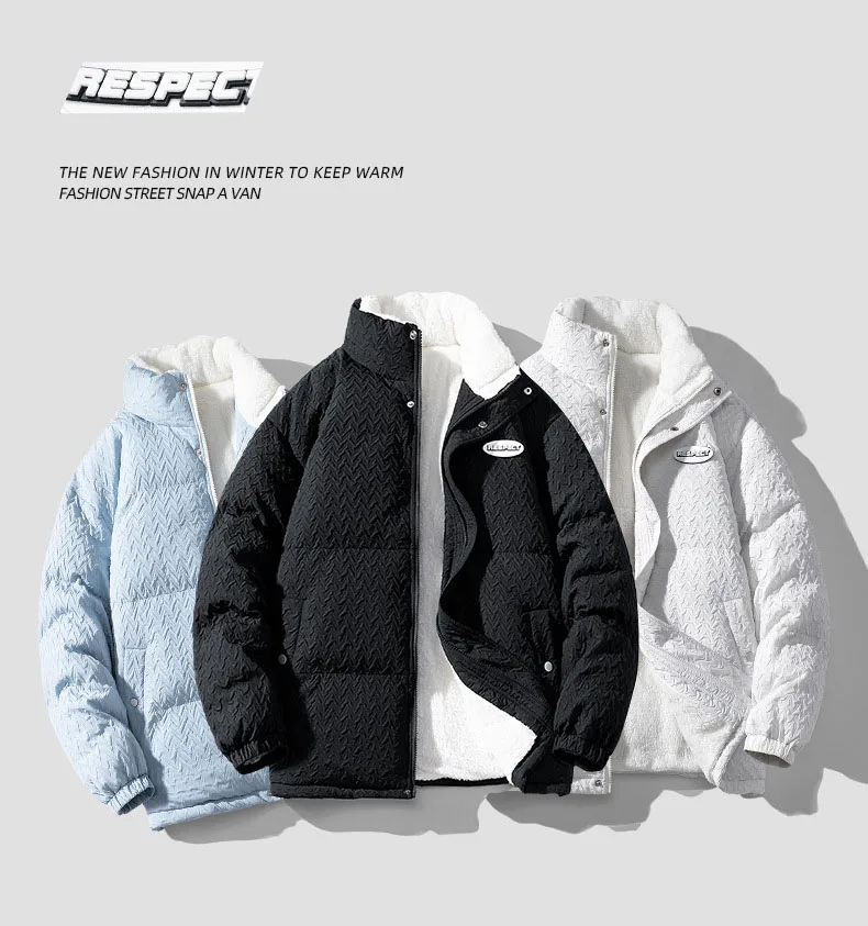 Thousand Bird Checker Down Cotton Coat Men's Winter Fashion Brand Lamb Fleece Coat Cotton Coat Couple's Winter Cotton Coat