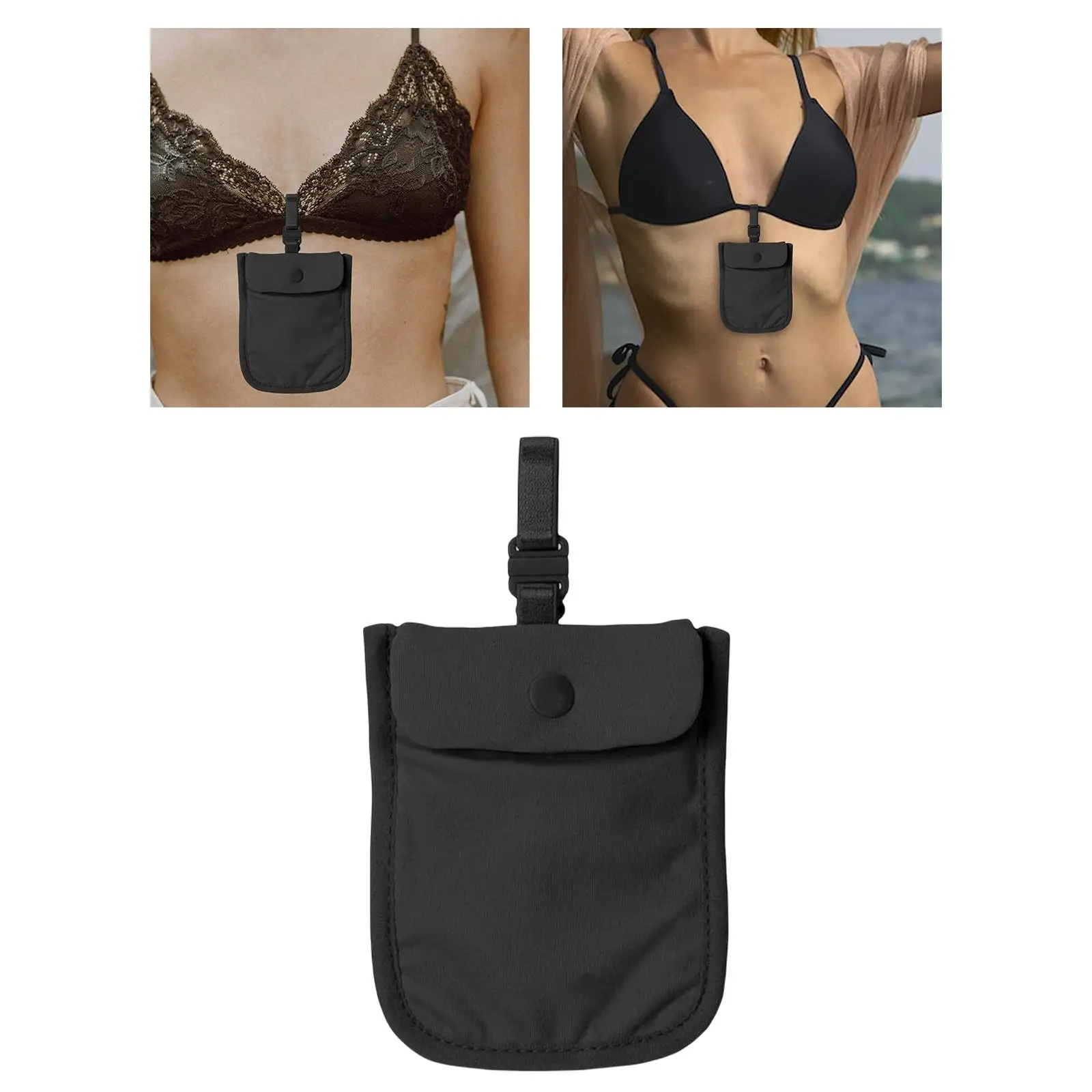 hide Washable bra Pouch Card Lightweight Wash Bag Pocket Elastic Strap conceal