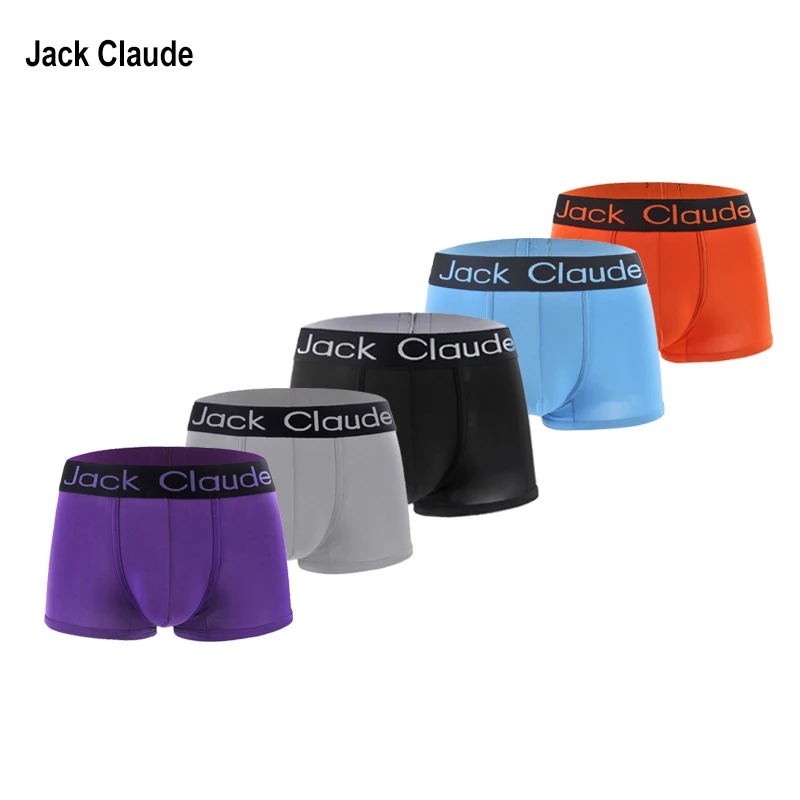 JACK CLAUDE 5pcs Men Underwear Majtki Meskie Solid Sexy Lingerie Boxer Briefs Wholesale Lots BoxerShorts Panties Underpants