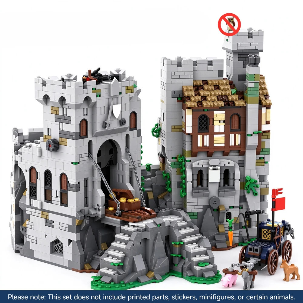 New MOC Medieval Abandoned Castle Model Building Blocks DIY Modular Wolf Pack Building Assembly Toy Adult Collectible Gift Set