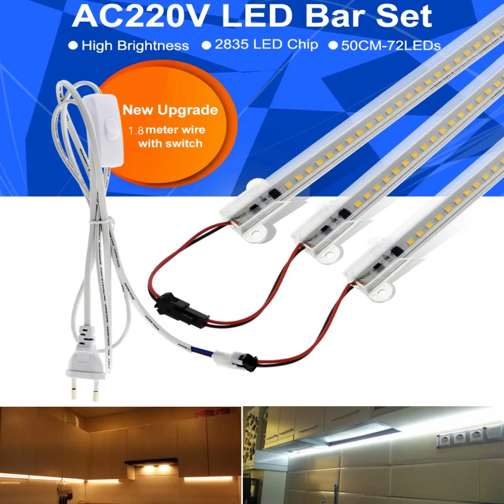 

AC 220V LED Tube Light 50cm 72LEDs High Brightness Night Bar 2835 Strip Energy Saving lamp for Home Kitchen Cabinet Wall Decor