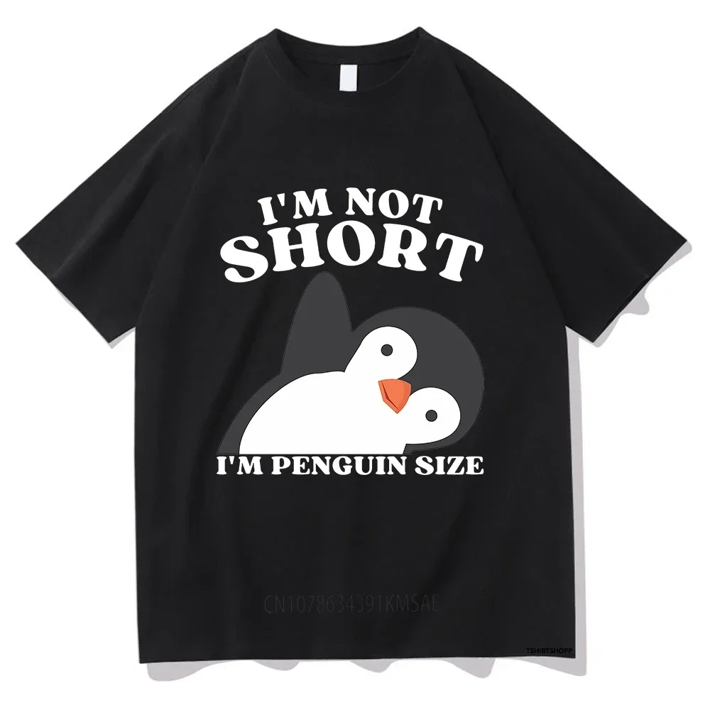 

Футболки Im Not Short Im Penguin для мужчин и женщин, смешной Пингвин, влюбленный, винтажная одежда в стиле унисекс, хлопковые летние эстетические Топы