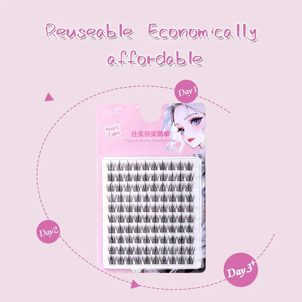 Yelix DIY Cluster Wimpern Manga Falsche Wimpern Natürliche Wimpernverlängerung Korea Make-up Individuelle Wimpernverlängerungszubehör