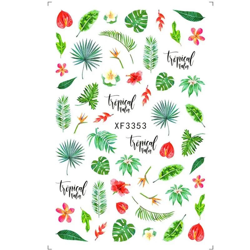 أنيقة ديزي الخريف يترك رسومات أظافر مانيكير الغراء الخلفي صائق الزينة تصميم مسمار ملصق لجمال الأظافر #3