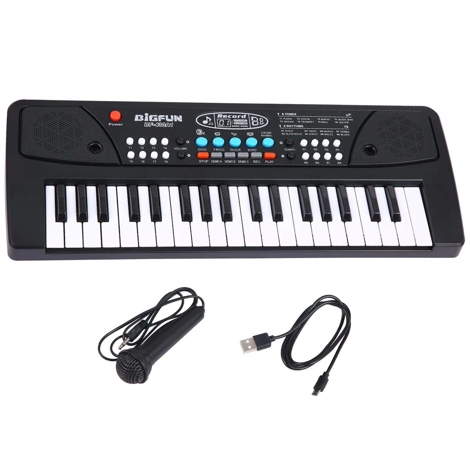 37 Keys USB Electronic Organ Kids Electric Piano with Microphone Black Digital Music Electronic Keyboard Built-in Stereo Speake