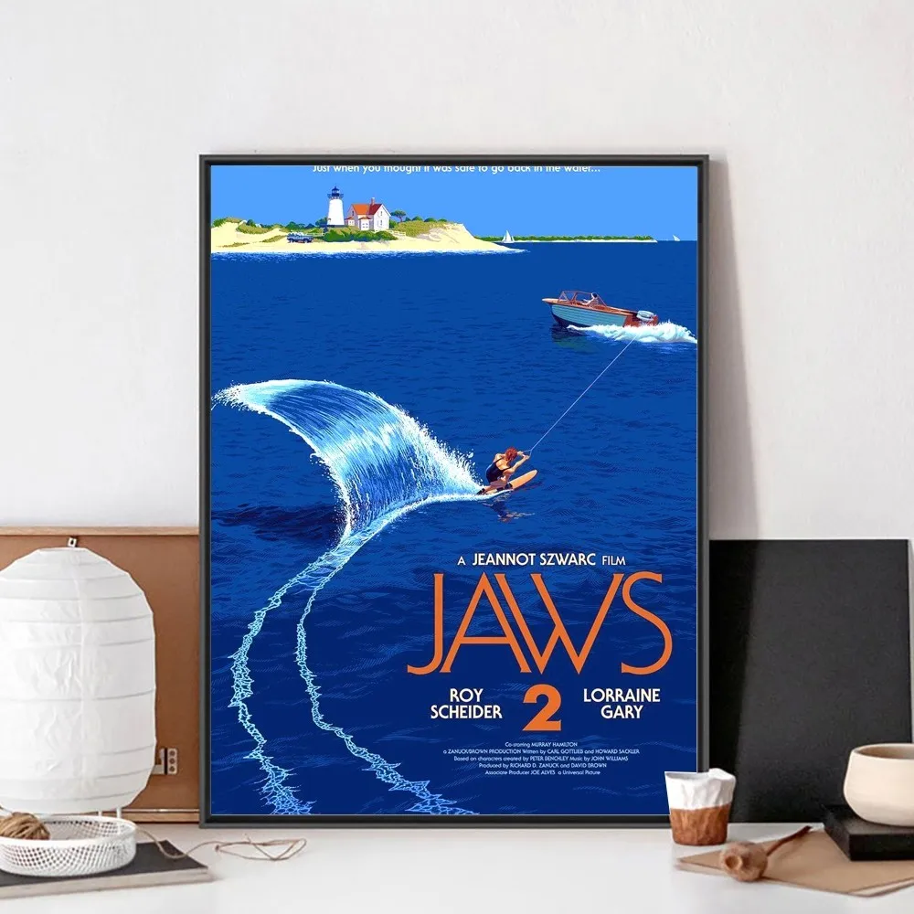 Classic Movie jaws Poster No Framed Poster Kraft Club Bar Paper Vintage Poster Wall Art Painting Bedroom Study Stickers