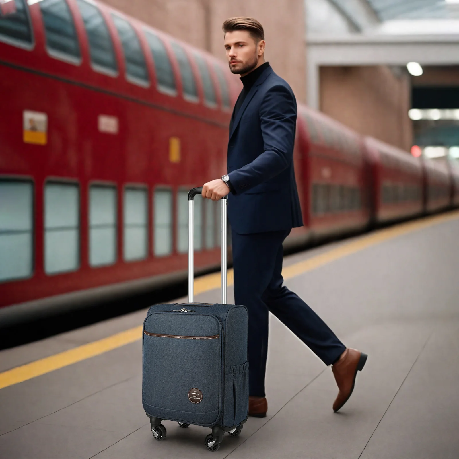 LUGGEX-Bagages de cabine sous-siège avec roulettes, bagages légers de 15 pouces avec couvercle d'ouverture avant, noir