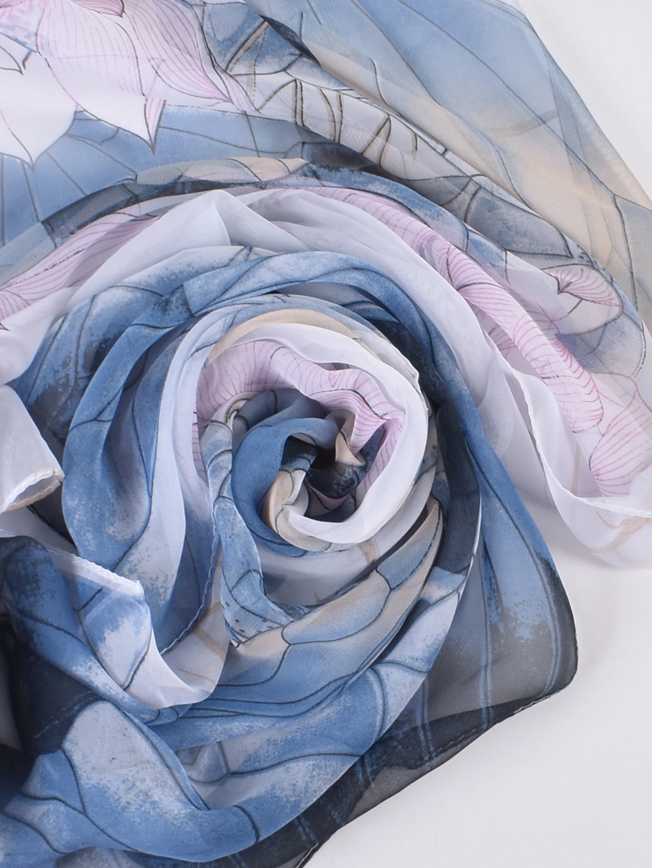 Spring and summer hot selling silk scarf with lotus pattern 50 * 160 printed silk scarf long scarf