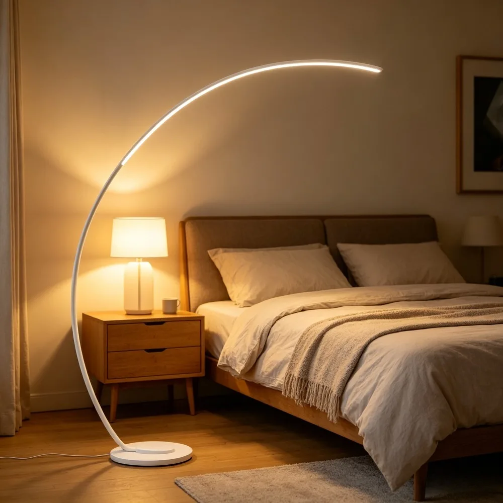 Modern LED Art Floor Lamps Home Indoor Living Room Black White Floor Lights Dimmable Remote RGB