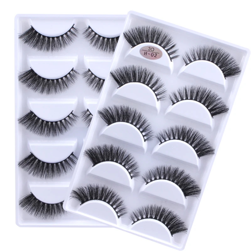NEU 5 Paar Handgefertigte 3D Nerzwimpern Kurze Falsche Wimpern Kreuzförmig Unordentlich Dicht Natürlich Augenwimpern Bühnen-Make-up Falsche Wimpern – Detail 9