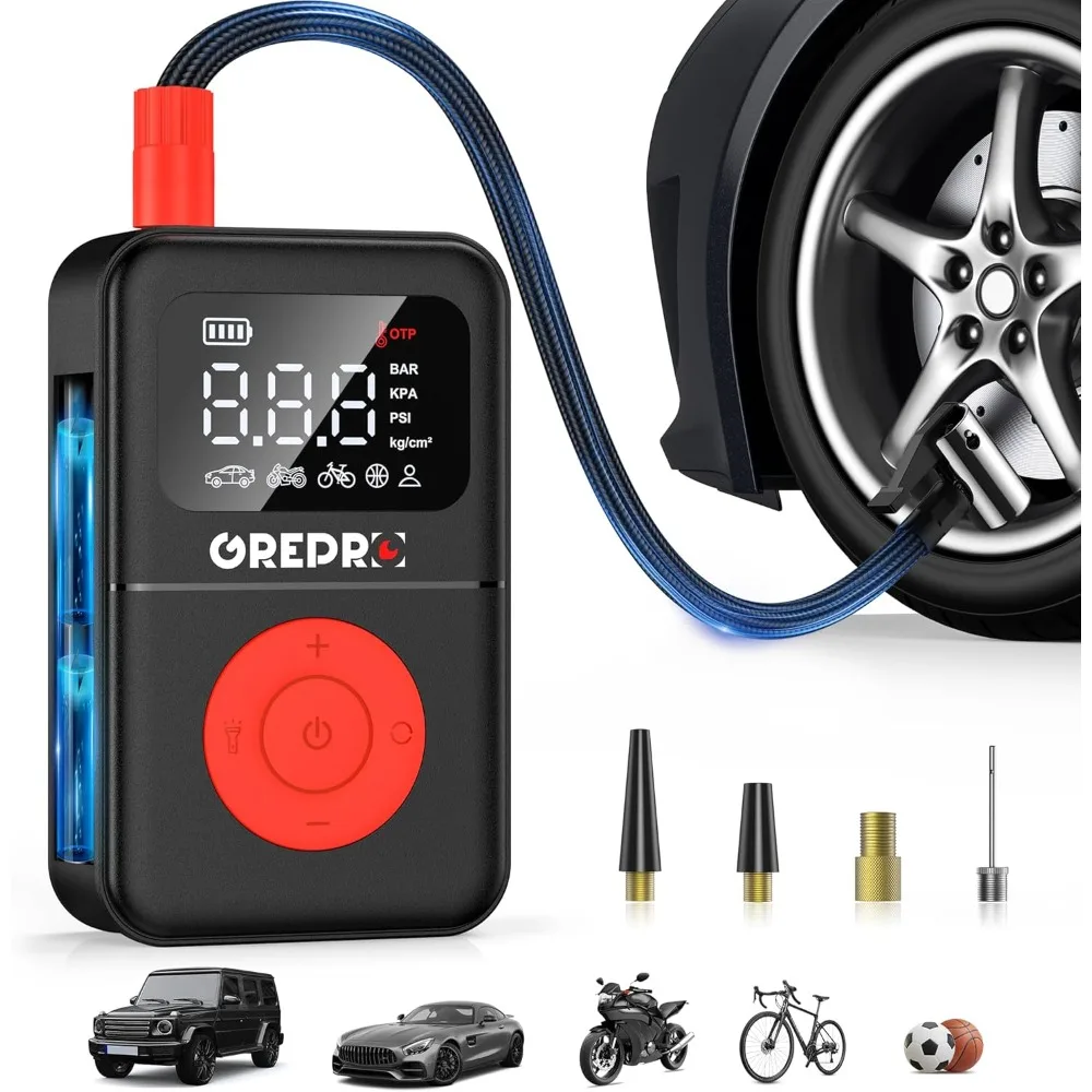 

Tire Inflator Portable Air Compressor, 160 PSI Portable Air Pump, 3X Faster Air Pump with Digital Pressure Gauge, LED Light