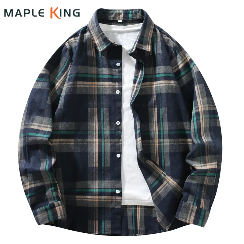 

Fall Clothes Plaid Shirts for Man Cardigans Streetwear 2025 Vintage Long Sleeve Social Business Work Shirt Mens Chemises Tops