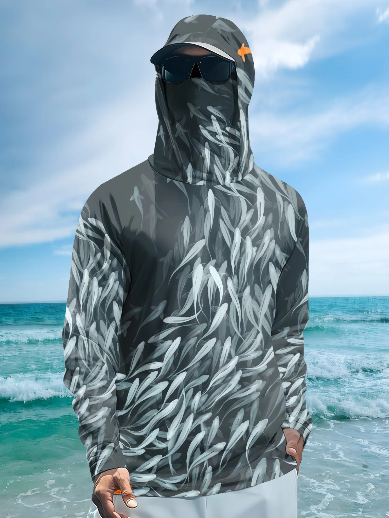 Fishing Shirts Men Sun Protection Hoodie Mask All-in-one Fishing Clothing Ropa Pesca Hunting Camping Angling T-shirt