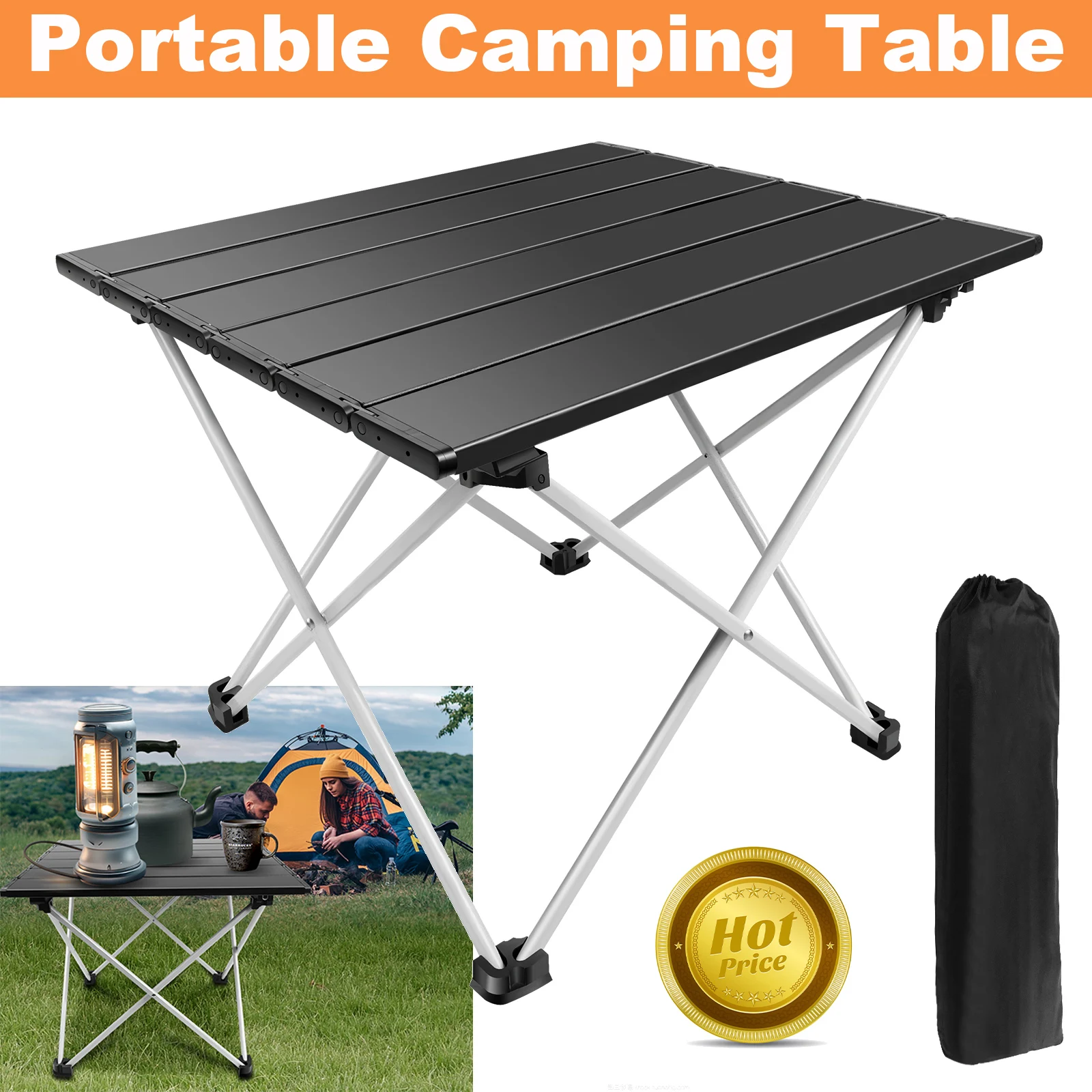 Tragbarer Campingtisch, klappbarer Campingtisch, zusammenklappbarer Bockeltisch für den