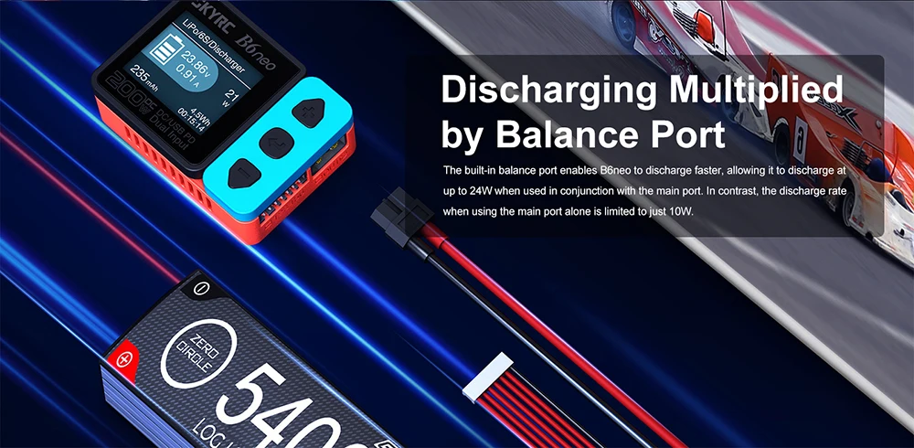 SkyRC B6 Neo Smart Charger DC 200W PD 80W LiPo Battery Balance Charger SK-100198 Compact 6S Charger Discharger