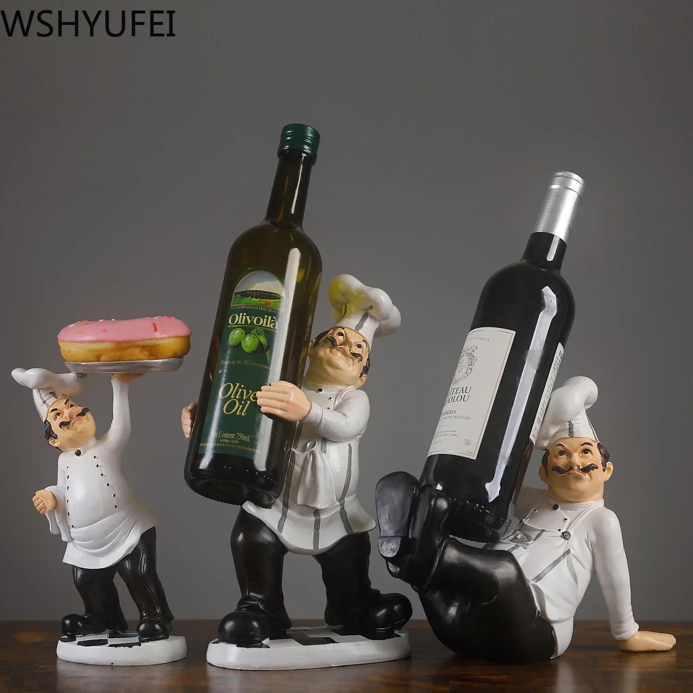 1pcs Chef model home decoration resin crafts figurine kitchen home decoration bottle opener spice jar wine rack seasoning bottle