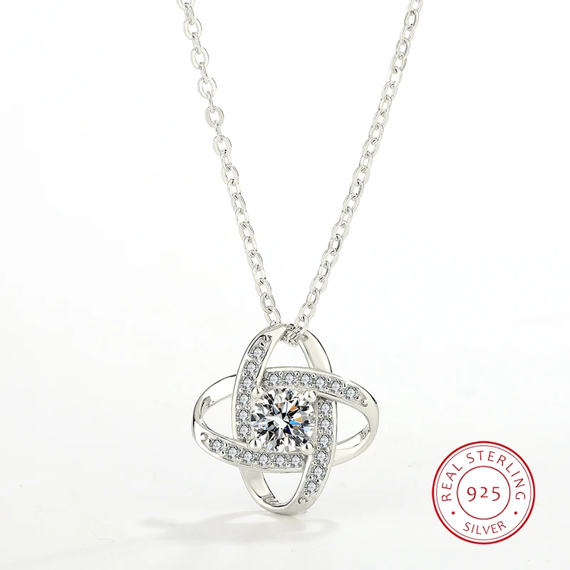 

Light Luxury and Elegant Genuine S925 Silver Hollow Clavicle Chain Cross Flower Exquisite Zircon Women's Necklace