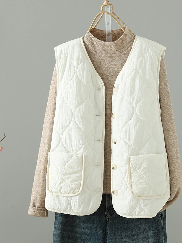 양털 벨벳 충전 여성 조끼 루즈핏 보온 이너웨어 2025 겨울 패션 싱글 버튼 클로저