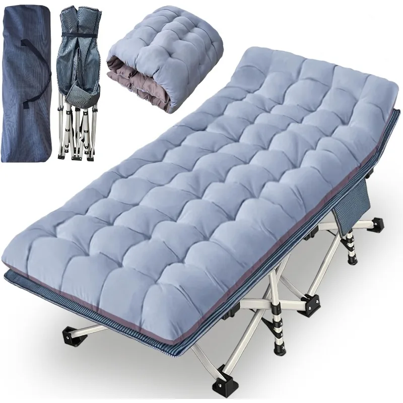 

79" L x 32" W x 18" H Oversize XXL Camping Cot with Comfortable Mattress for Adults Cots for Sleeping Folding Cot Camping Bed
