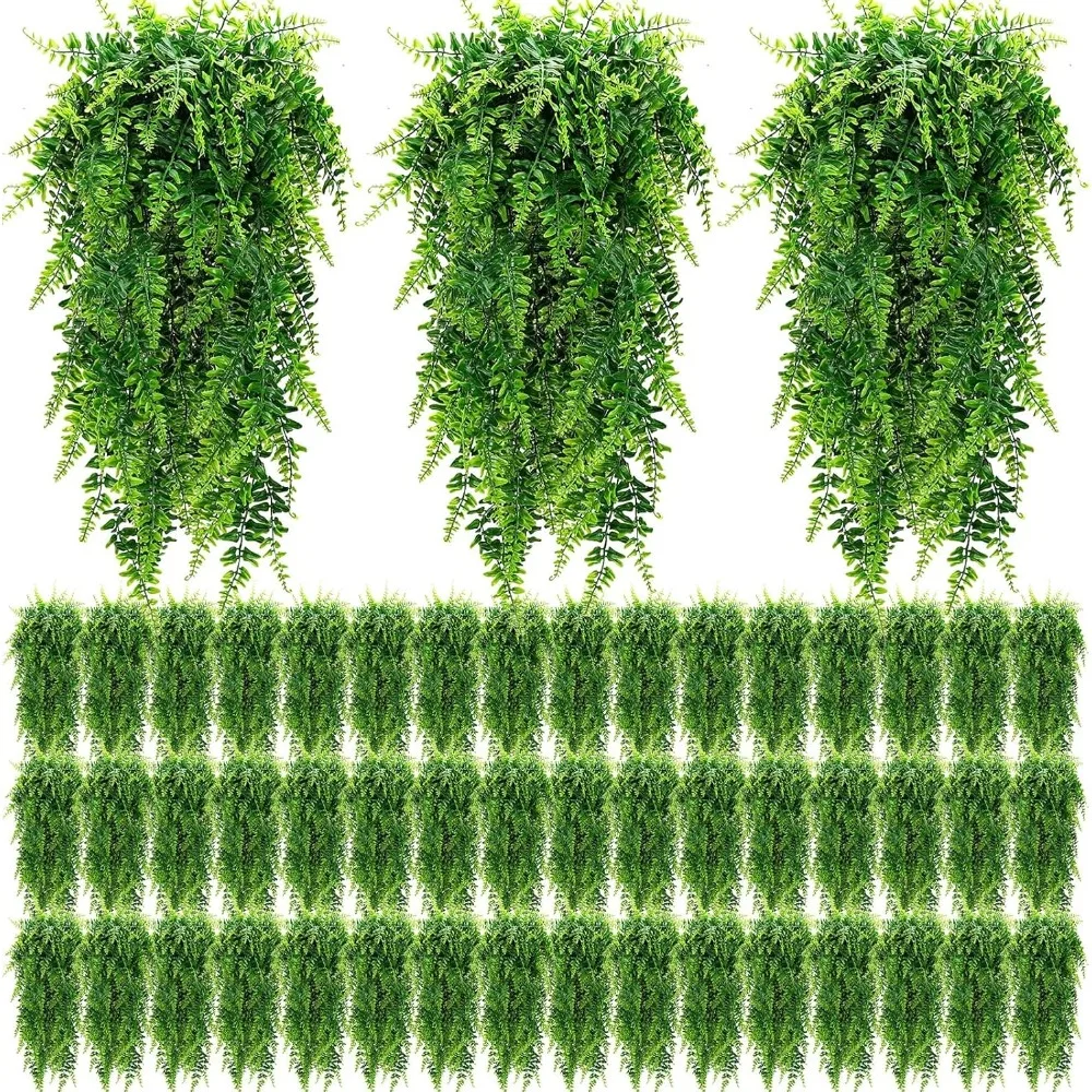 

96 Pieces of Artificial Hanging Plants, 32 Inches Hanging Boston Fern Plants, Plastic Fake Plants Used for Walls, Rooms, Gardens