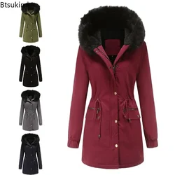 2024 Women's Thick Warm Parka Oversized Autumn Winter Plush Cotton Jacket Coat with Fur Collar Female Hooded Warm Jacket S-4XL