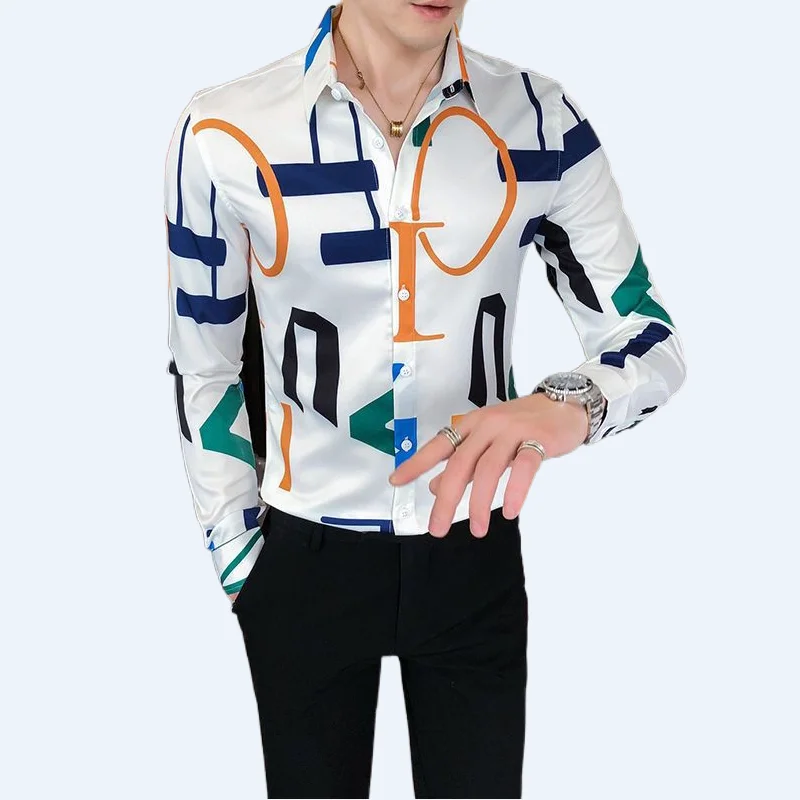 

Men shirt Long Sleeve Spring and Autumn Korean Fashion Handsome Shirts and blouses Fashion Casual Men's Clothing Top