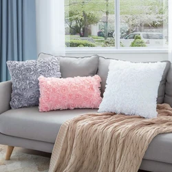 100% Cotton + 100% Polyester Single Side Embroidery Pillowcase Sofa Bed Home Decor Festive Pillowcase Cushion Cover Rose Embroid