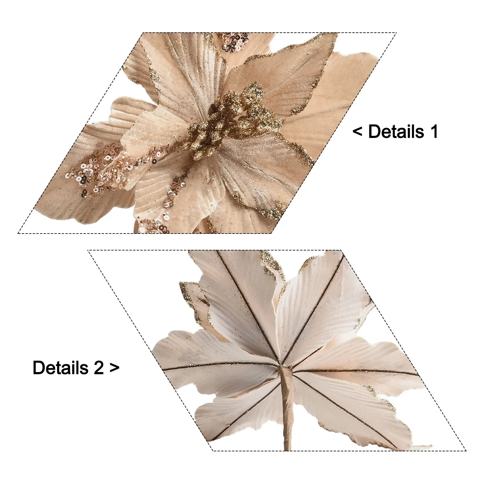 1pc Christmas Glitter Poinsettia Flowers Artificial Xmas Flowers Wedding Christmas Tree Decoration New Year Ornaments 28cm Green