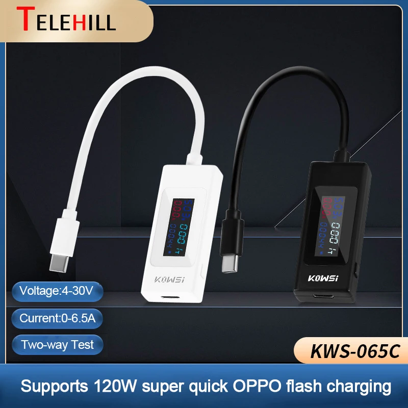 KWS-065C/KWS-066C Tester USB di tipo C Display colorato misuratore di tensione di corrente misuratore di potenza rilevatore di caricabatterie per