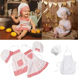 Baby Chef Apron Hat  Baby Kids Cook Costume Newborn Photography Props  Outfit Clothing