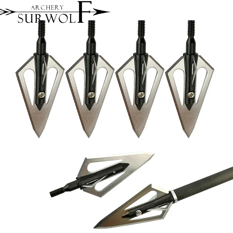 

12pcs 100Grain Archery Arrowhead 2 Blades Arrow Tips Stainless Steel Broadheads for Shooting Hunting Bow and Arrow Accessories