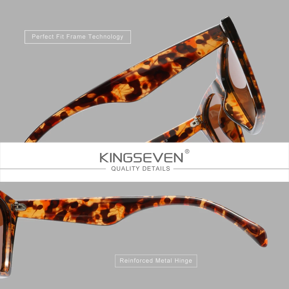 KINGSEVEN Damen Luxus Casual Sonnenbrille UV400 Frauen Mode-Brille Freizeit Katzenaugen Casual Y2K Eckige Brillengestelle – Detail 1