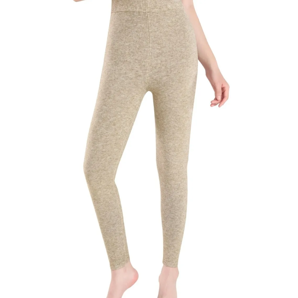 Women's Seamless Thermal Leggings Thickened Knit Pants Non Wool Warm Base Layer