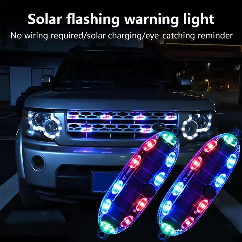 Solar Powered Car Security Light Flashing Lights For Vehicles Adhesive Automotive Warning Lights Warning Lights For Vehicles LED