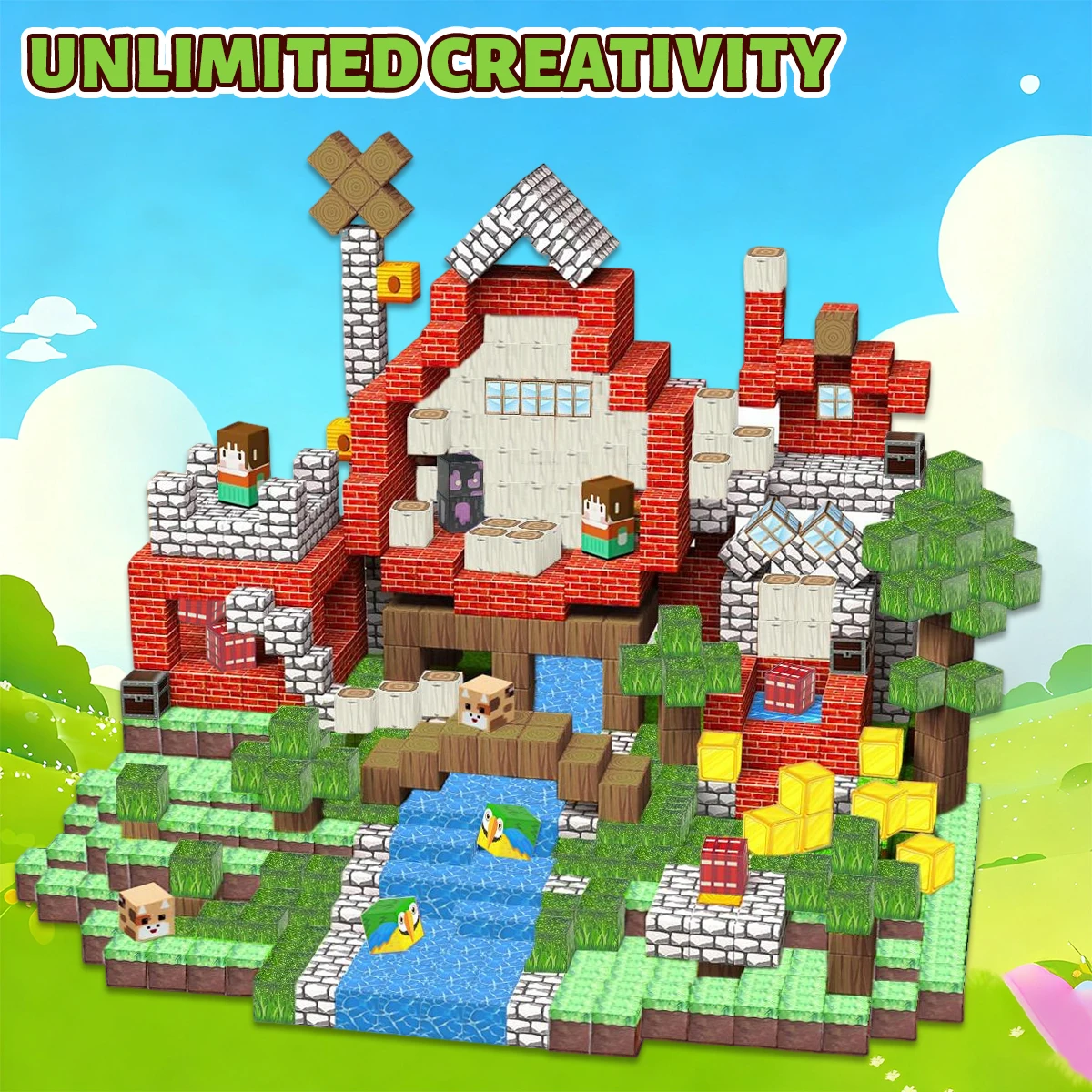 Magnetic Building Blocks-Animal Forest For Kids Boys Girls Ages 3+ Magnet Cube Set STEM Montessori Sensory Toy Birthday Gift