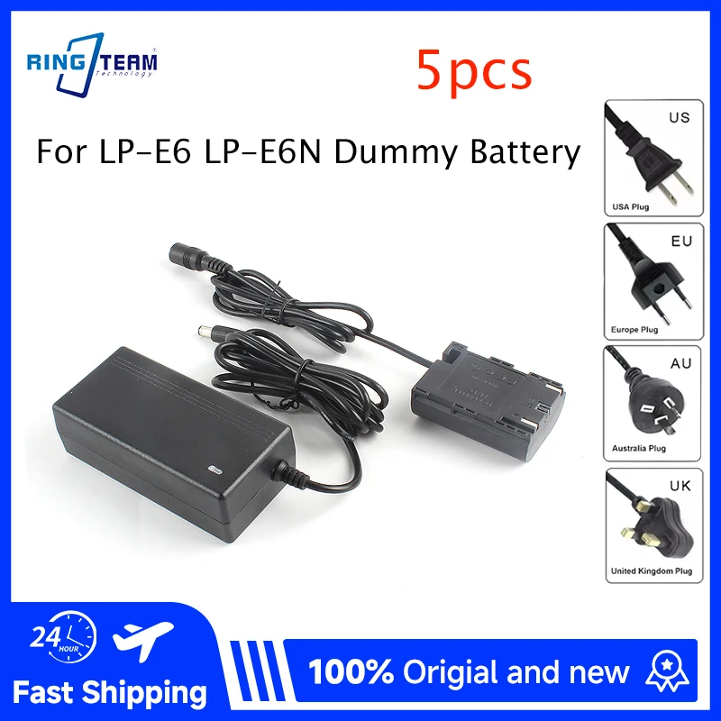ACK-E6 DR-E6 DC Coupler LP-E6 LP-E6N Dummy Battery AC Power Adapter Kit for Canon EOS R5 R6 90D 80D 70D 7D 60D 6D 5D Mark II III