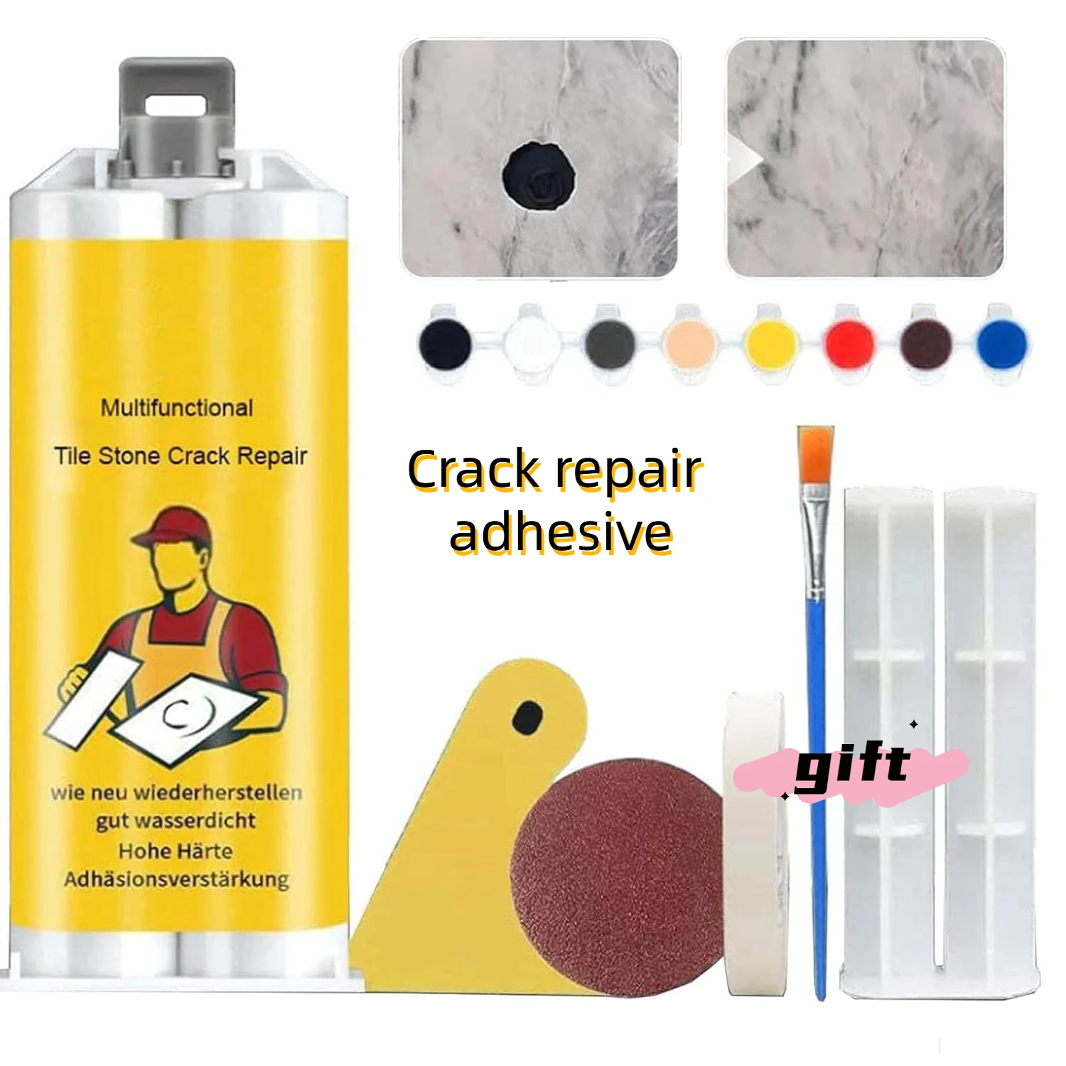 Multi Functional Tile Repair Paste Stone Crack Repair Kit Granite Marble Repair Pigment Tools Ceramic Glaze Adhesive Pits Cracks