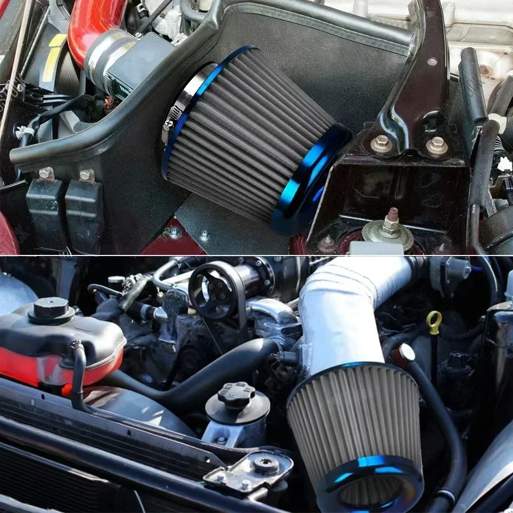 Universal Stainless Steel Auto Air Intake System High Flow Cone Cold Air Filter 60MM 65MM 70MM 75MM AF07