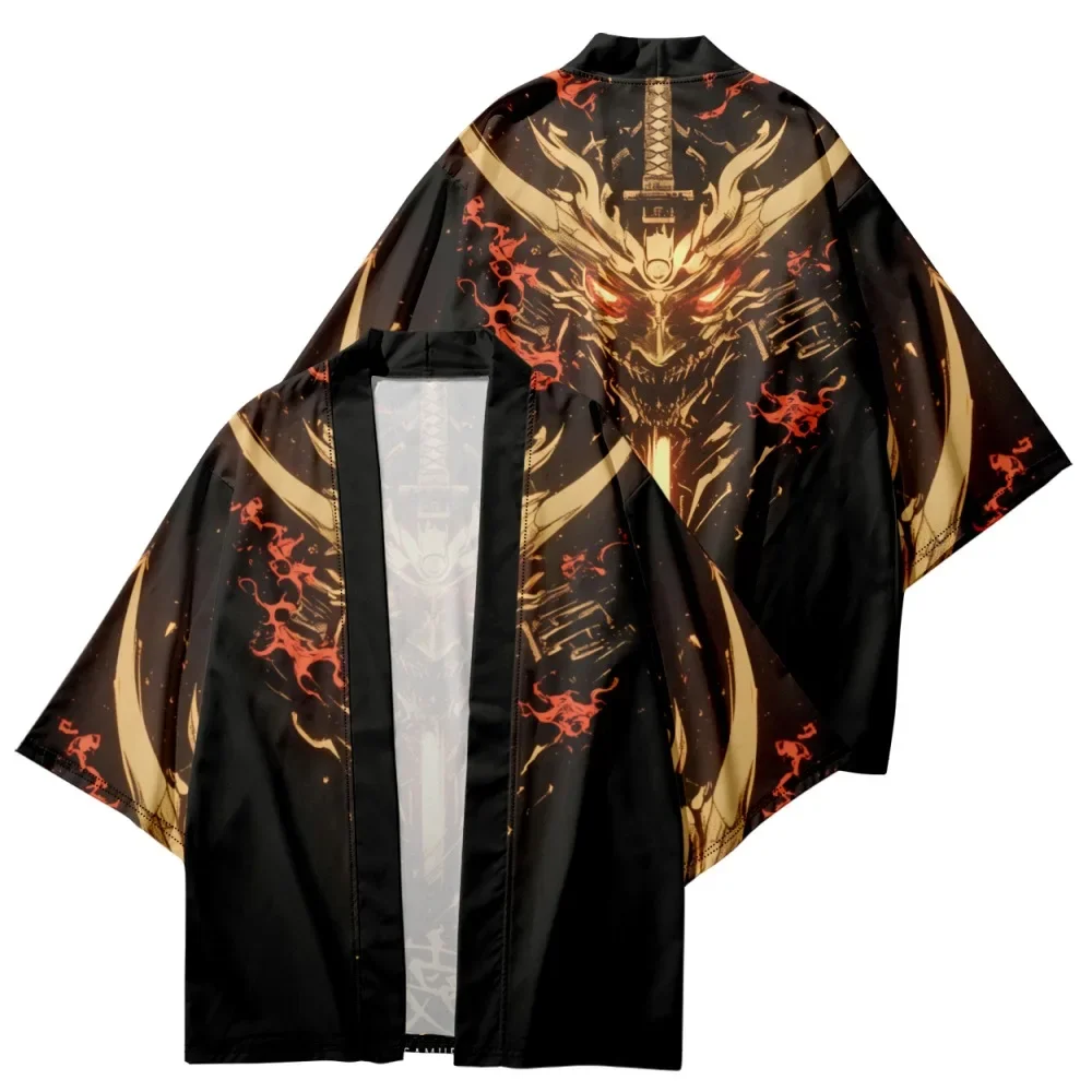 New Anime Print Cardigan Beach Yukata Japanese Kimono Streetwear Men Women Haori Plus Size 4XL 5XL 6XL Samurai Cosplay