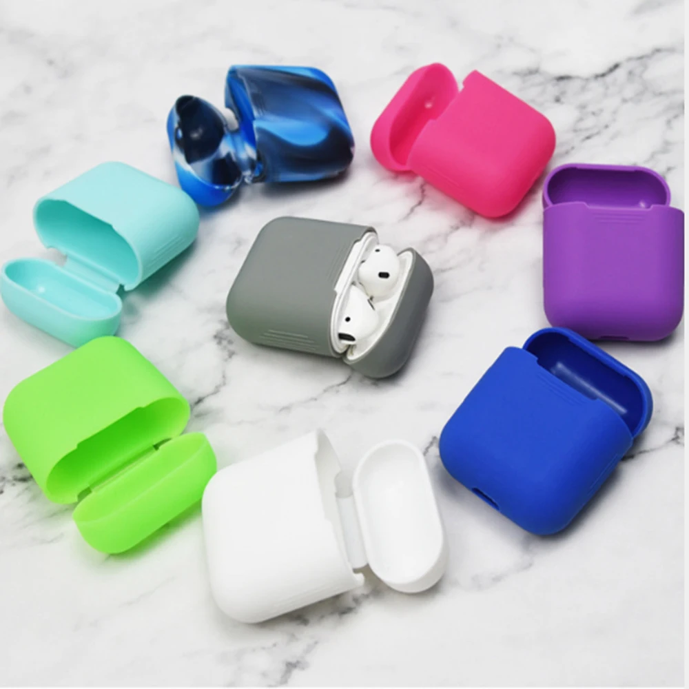 

Silicone Earphone Protective Case For Apple Airpods Shockproof Bluetooth-compatible Wireless Earphone Cover Skin