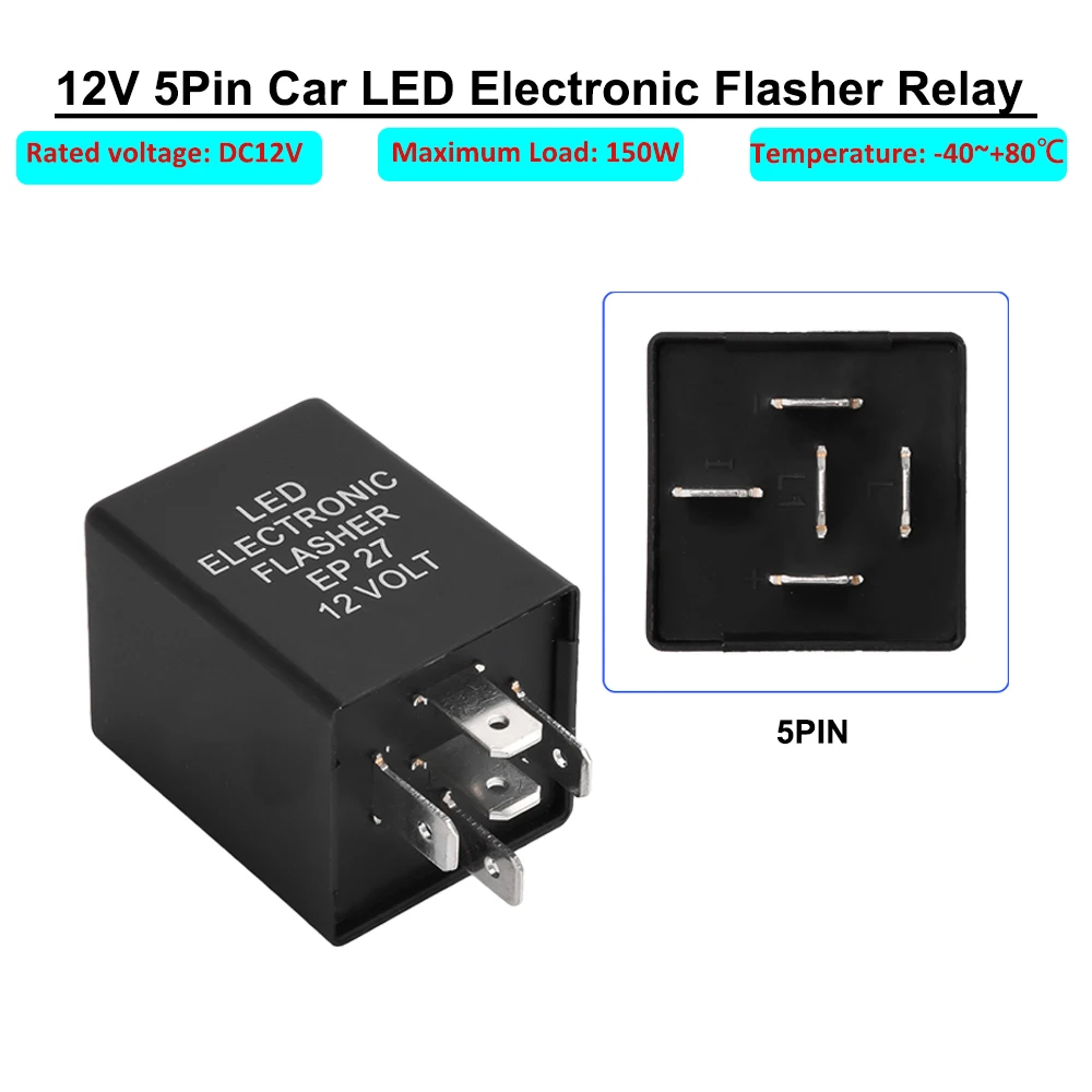 DC12V 150W 5Pin Car LED Electronic Flasher Relay EP27 LED Turn Signal Light Blinker Double Flasher Relays Car Accessories