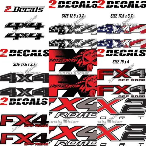 2 Piece Set 4x4 Off Road Sticker FX2 FX4 Off Road Decal USA Flag Replacement Sticker F 50 Bedside Emblem for 4x4 Truck Decals