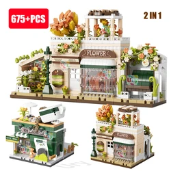 Friends House Street Diamond Bricks Flower Store Coffee Shop View Designer DIY Building Block Toys for Christmas Gift