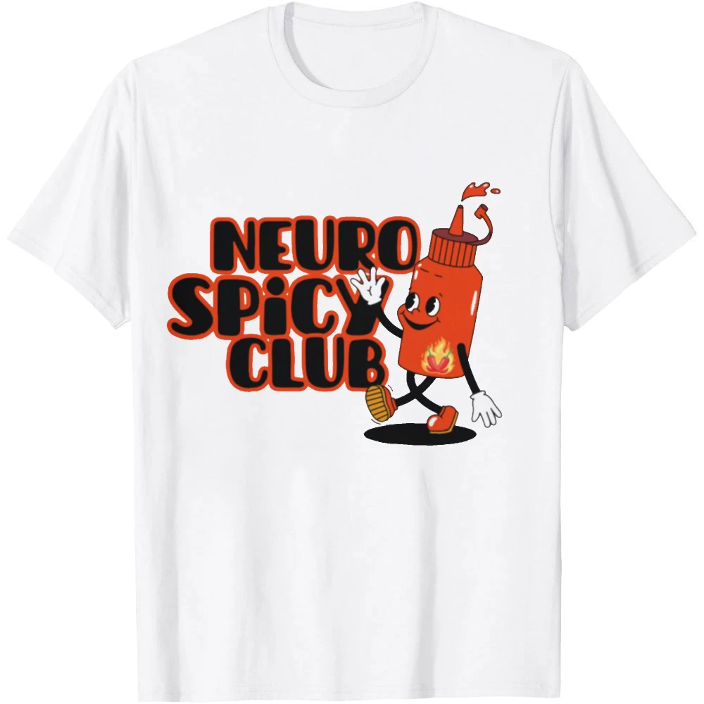 Vintage Groovy Mute Retro Hot Sauce Character Graphic Tee Men Women Neuro Spicy Club Stylish Casual T-Shirt