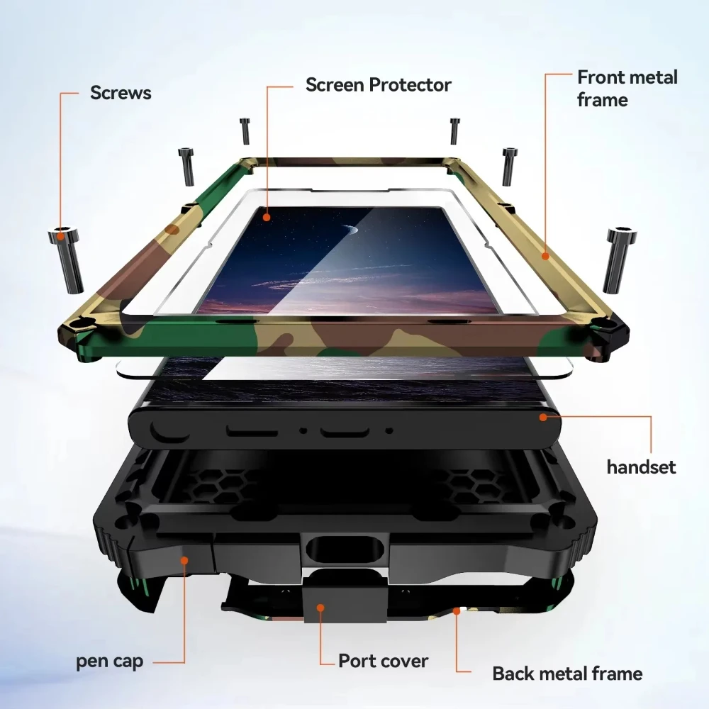 

Tank Armor Metal Phone Case For Samsung S25 S24 S23 S22 Ultra Heavy Aluminum Military Shockproof Rugged Cover Screen Protection