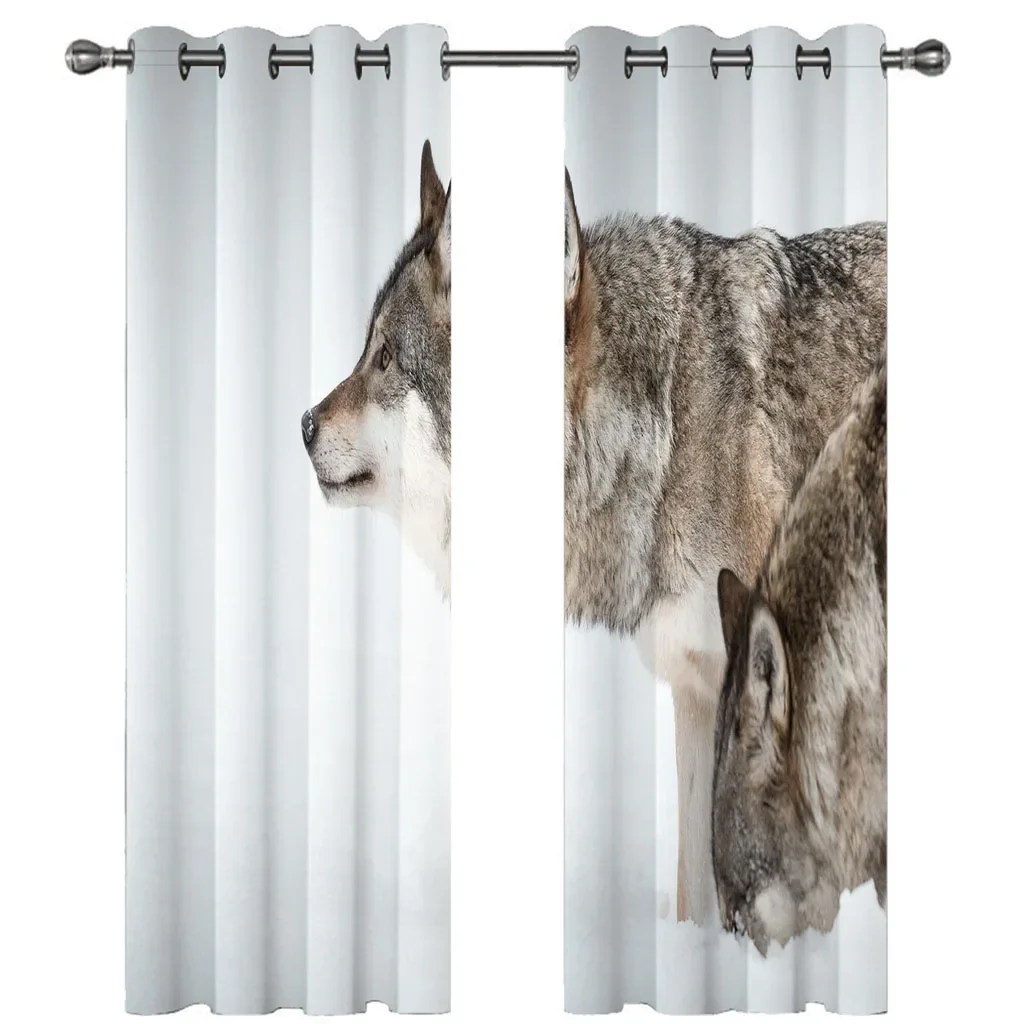 

HUANZHUANG Blackout Curtain Animal Snow Wolf Curtains 2 Panel Living Room Bedroom Home Decor Den Children'S Room Decor Free
